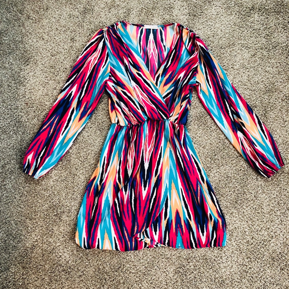 Colorful surplice dress